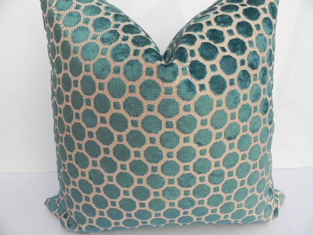 Robert Allen-20x20-Decorative Pillow Cover-Both Sides-Turquoise Velvet Home Decor Fabric-Living Room Pillow-Throw Pillow