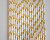 25 Buttercream Yellow Polka Dot Paper Drinking Straws Il_170x135