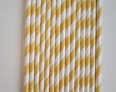 25 Buttercream Yellow Striped Paper Drinking Straws Il_170x135