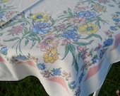 Vintage Floral Tablecloth Pastel Colors