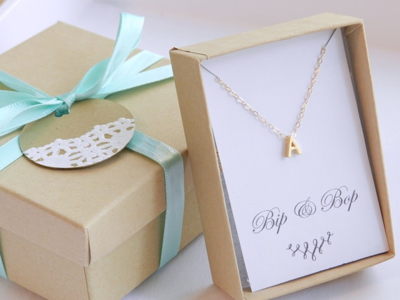 The Carrie. Personalized Gold initial necklace. 14k gold chain