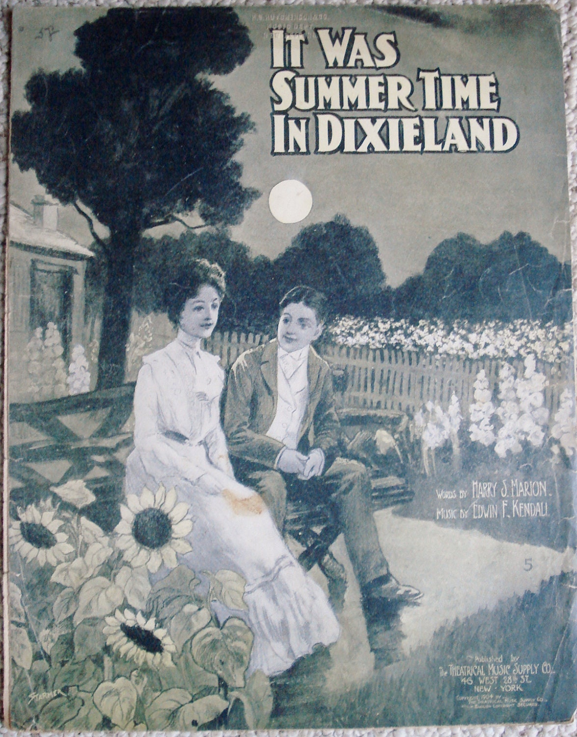 Antique Sheet Music It Was Summer Time in Dixieland 1904