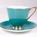 Vintage Royal Albert Footed Teacup Teal and Gold Bone China England Gaiety