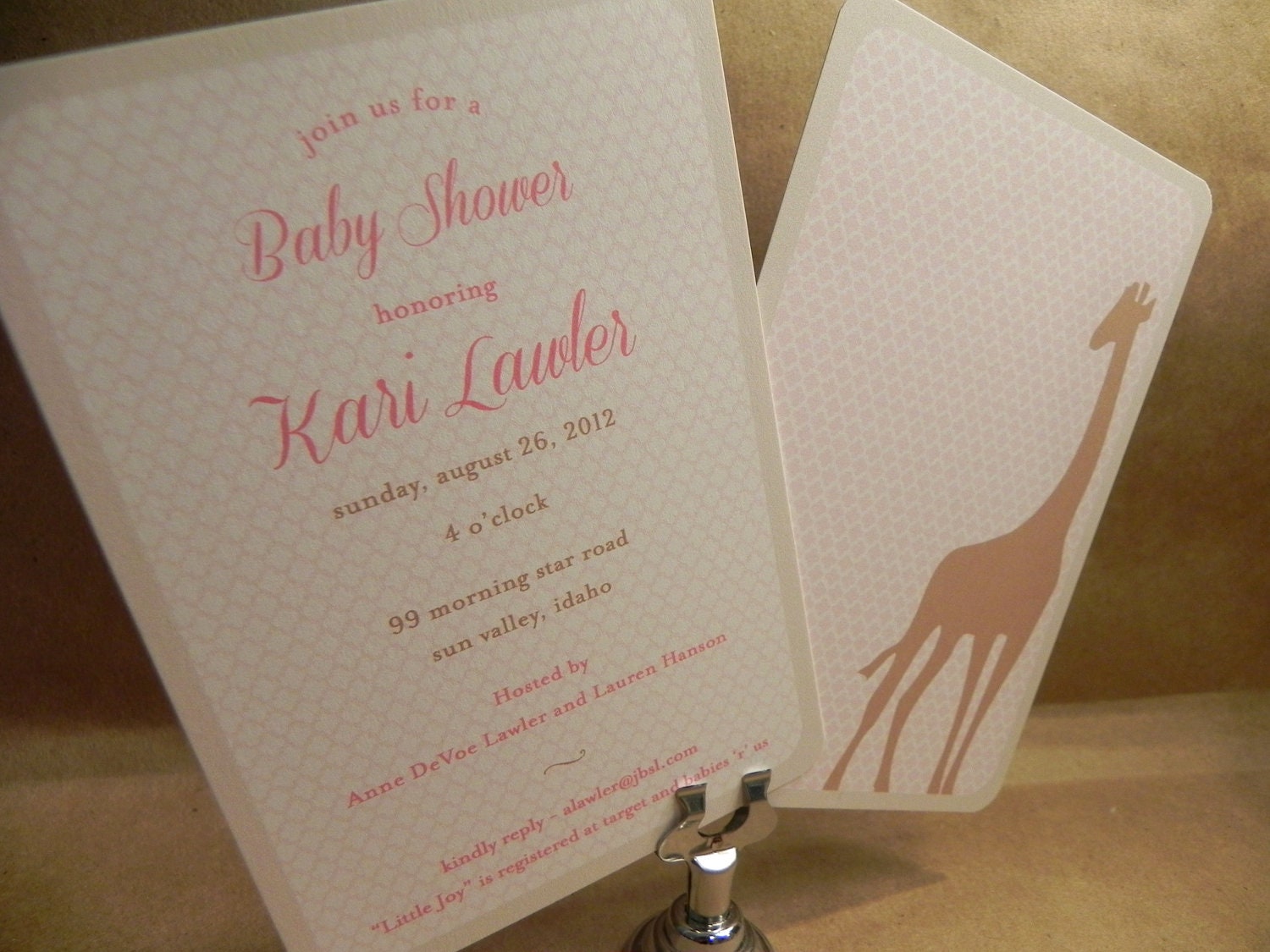 Patterned Clover Simple Design for Baby Shower / Girl or Boy / Custom Small Invitation / Party / Dinner / Cocktail Supper / Save the Date