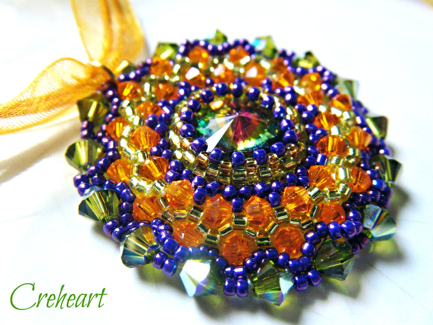 OOAK beadwork - Handmade Swarovski Pendant - Clizia's Love