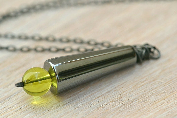 Vintage Hematite Necklace, gemstone necklace, modern necklace, minimalist jewelry, sterling silver fashion jewelry