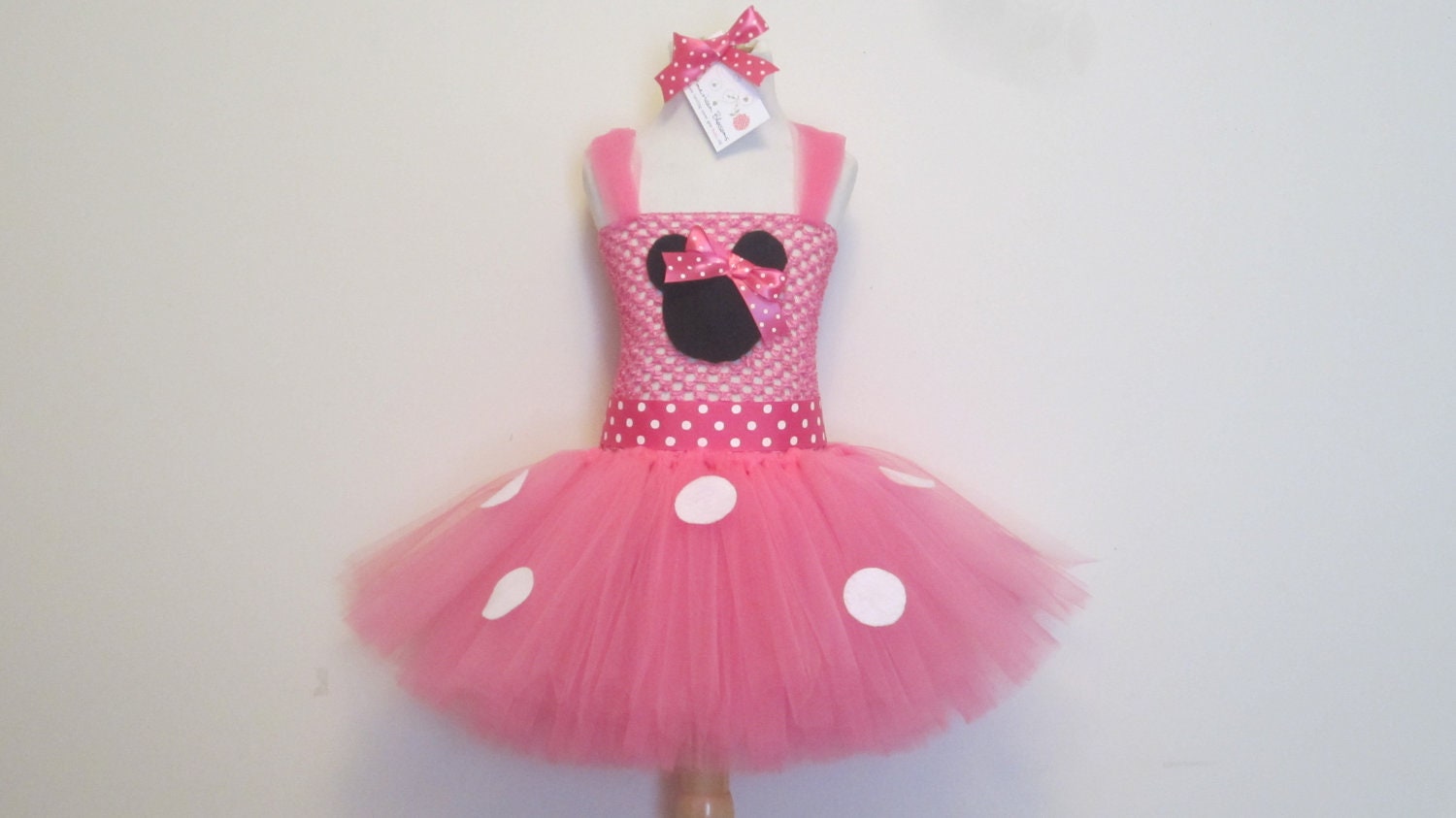 Tutu Dress Pink Minnie Mouse Costume w/ Hair Bow Baby Girls Toddler Girls Halloween 1st Birthday Minnie Mouse Inspired by American Blossoms
