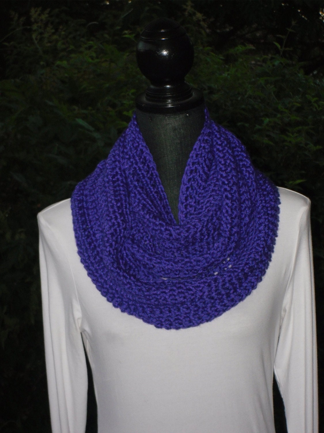 Infinity Eternity Cowl Neck Warmer Scarf Iris Purple Cluster Crochet READY TO SHIP