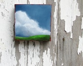 Landscape painting original oil green grass thunderstorm cloud wall art summer home decor - Stormscape series fortysix