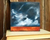 Original oil painting earthy landscape flowing thunderstorm cloud  - Stormscape series twenty