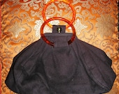 Vintage 1940's Lucite Brown Wool Purse 'American Modes' logo Change Purse Apple Juice Lucite Handles 1950's Handbag Women's Accessory