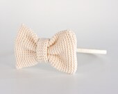 Bow, Crochet Bow Headband, Hair Bow, Ivory Bow, Crochet Bowband, Crochet Headband, Knit Bow, Bow Hairband, Ohtteam
