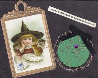 Halloween Greeting Card, Mysterious, Poe Quote, Victorian OOAK Blank Greeting Card