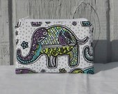 Zipper pouch, paisley elephant