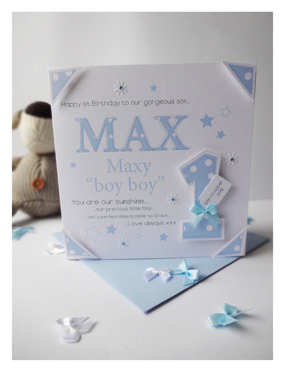Gorgeous Hand Made Personalised Birthday Card - personalised with name and age.