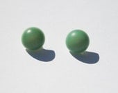 Green Button Earrings, made from Vintage 70s Buttons