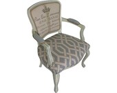 Vintage French Painted  Upholstered Armchair Modern Shabby Country Chic