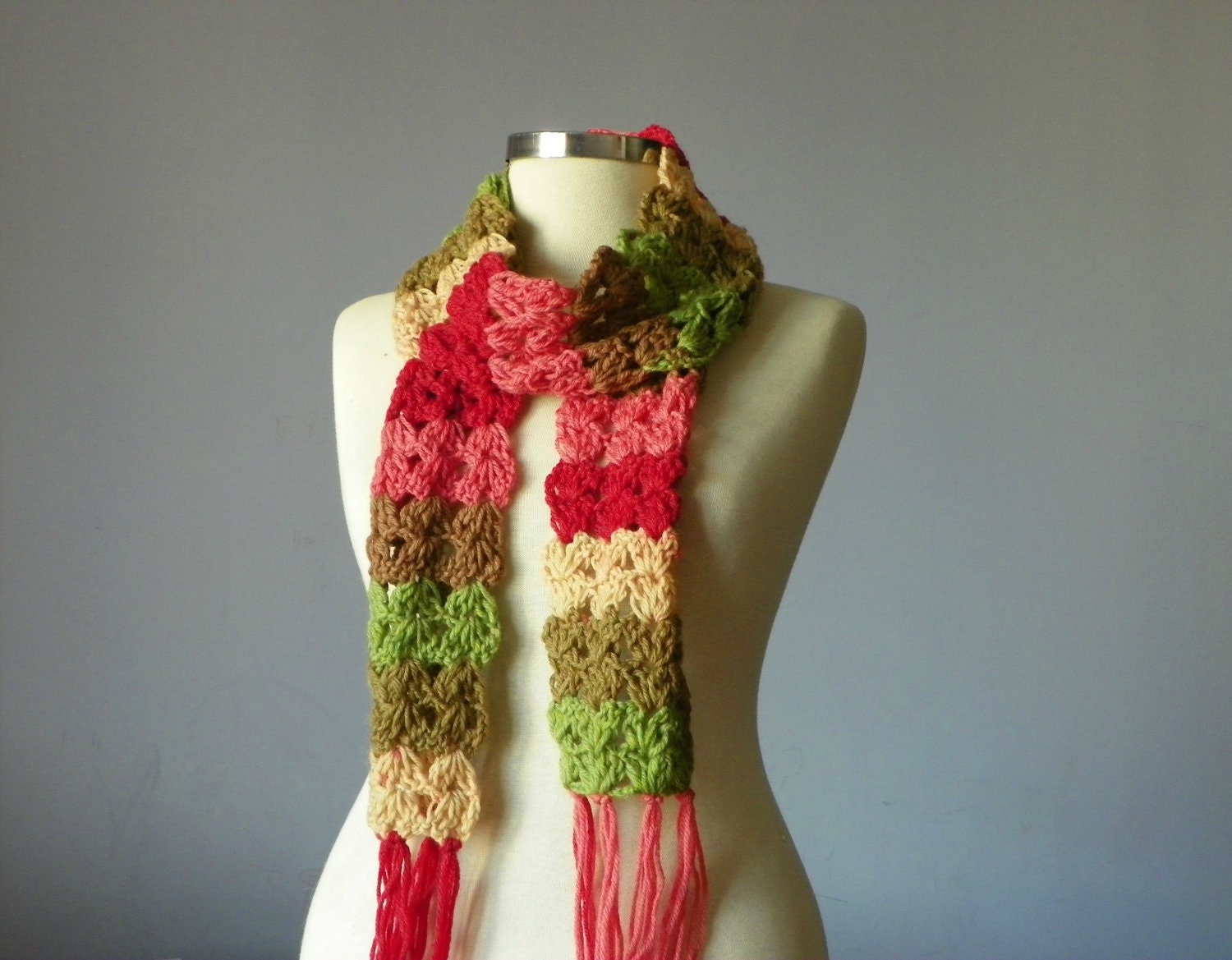 Crochet scarf soft colorful wool yarn, neckwarmer scarf, autumn, winter women accessories, fall fashion, christmas gift idea