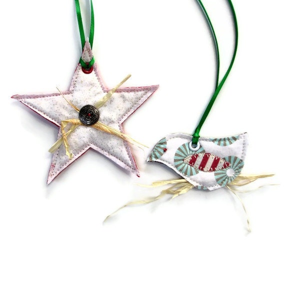 Christmas Gift Tags, Fabric Gift Tags, Rustic Ornaments