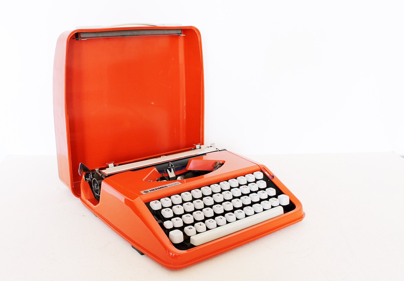RESERVED for JESS /// Vintage manual orange Olivetti Typewriter