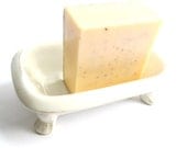 Mango-papaya handmade goats milk soap, coral, melon, pastel, pink, peach, natural, homemade, soap