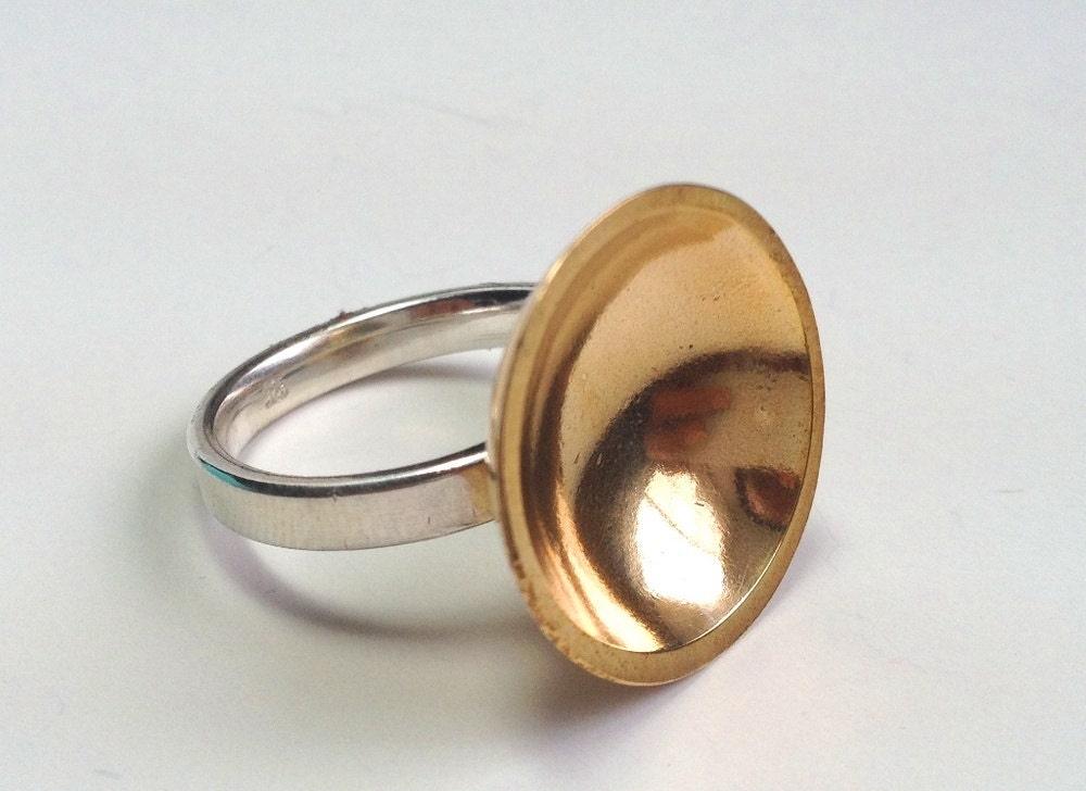 Brass Cup Ring - Silver band