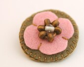 Brooch cherry blossom - handmade beaded felt brooch