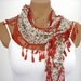 Flowered Cotton Woman Scarf Cowl Shawl Orange Blue Green Salmon
