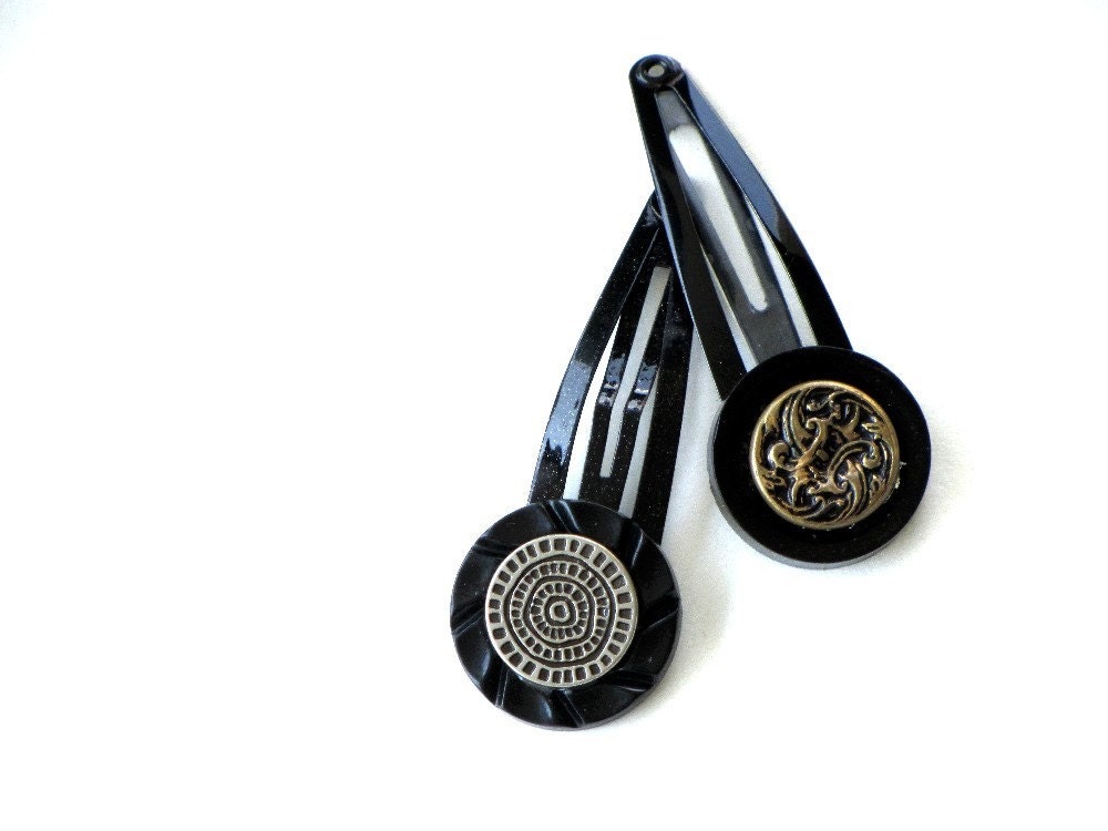 Hair Snap Clips Black Silver Gold Back To School Hair Jewelry