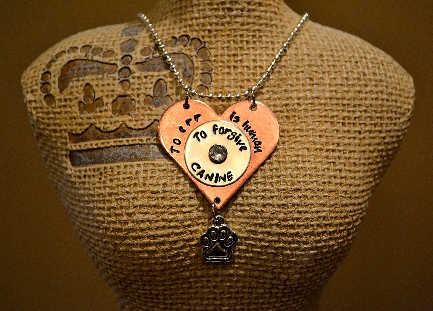 To Err is Human, To Forgive CANINE Handstamped Necklace