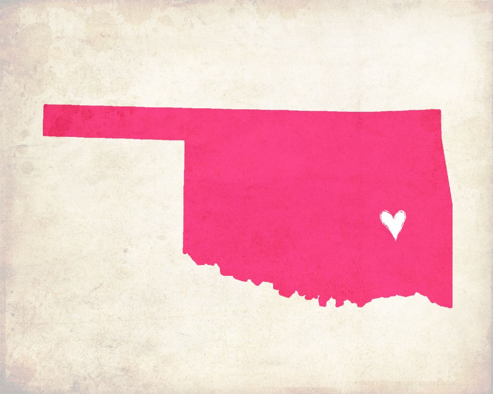 Oklahoma Love State Customizable Art Print
