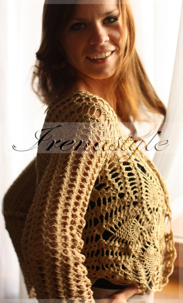 Shrug Bolero . ELEGANT   blouse,    crochet handmade