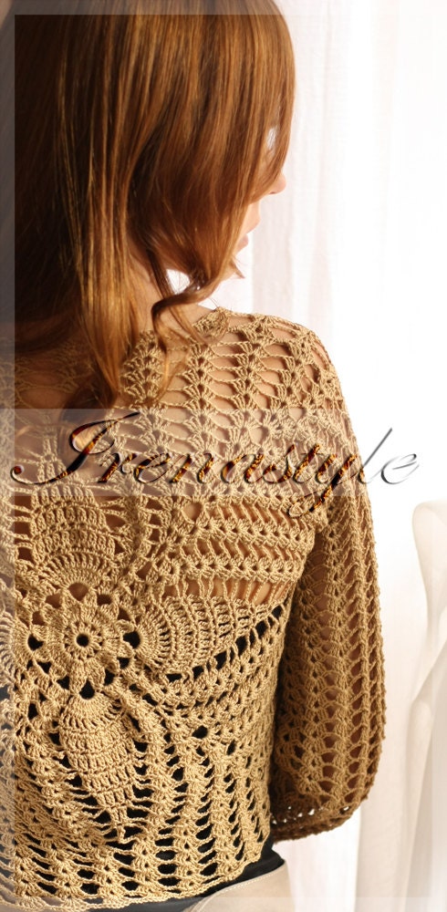 Shrug Bolero . ELEGANT   blouse,    crochet handmade