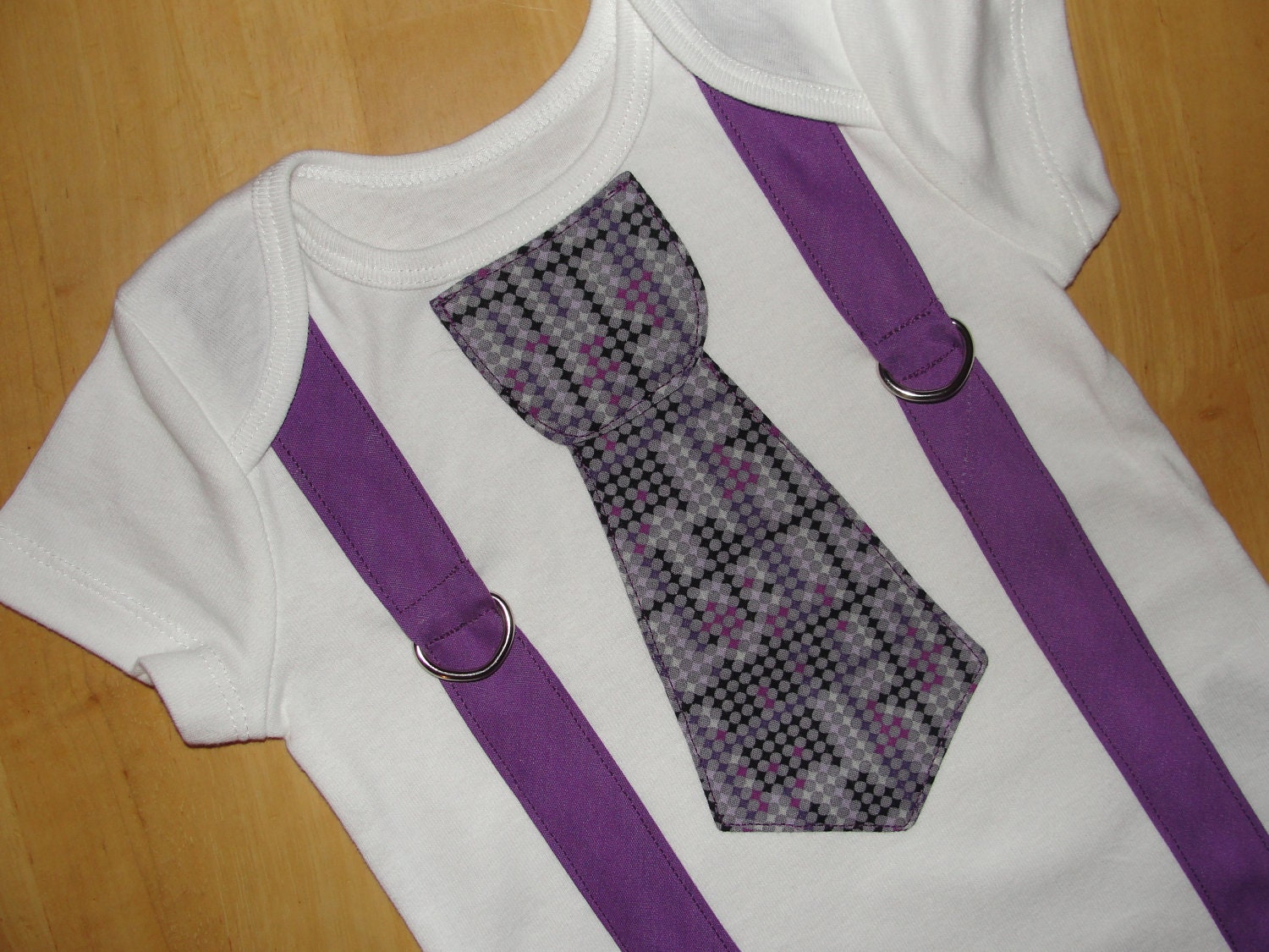 Tie T Shirt/Onesie with Purple Suspenders Purple Grey Print Little Man Tie Outfit Wedding Baby Shower Special Occasion