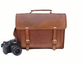 Handmade Leather Camera Bag / Briefcase / Messenger Bag - Two in One - Vintage Retro Look