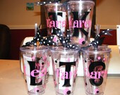 Personalized Tumbler 20 0z. BPA Free w/straw Bacherlorette, Bridal Parties, Cheer, Zebra, Birthday, Wedding, Christmas, Sorority