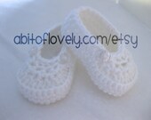 Ready to Ship Baby Boy Infant Christening Shoes / Slippers / Booties - White - (6 months) - photo prop - knitting