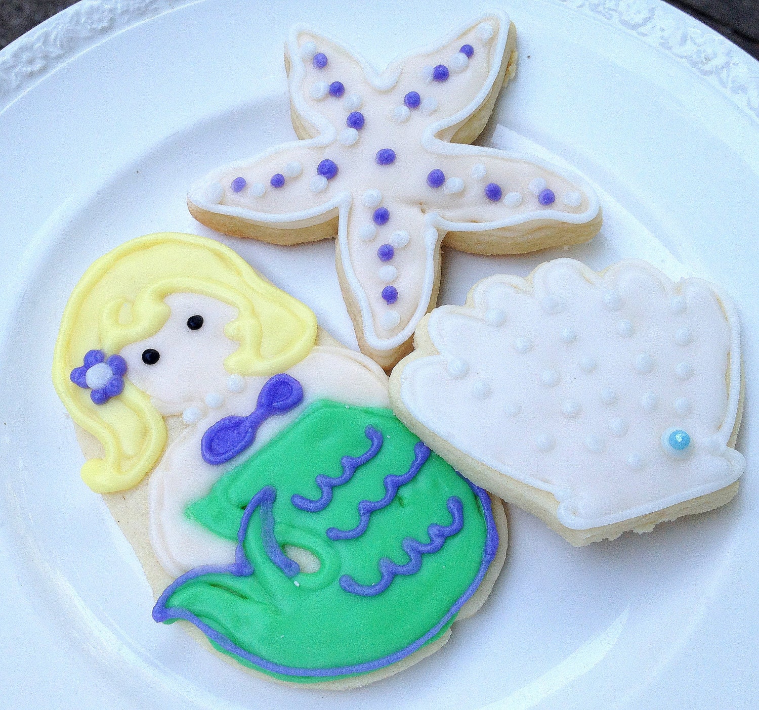 Mermaid Sugar Cookies Sea Life Iced Decorated Cookie Island Beach Wedding
