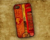 iPhone 4s cover - cell phone case, vintage London collage, iPhone 4, Iphone 5 case (9593)