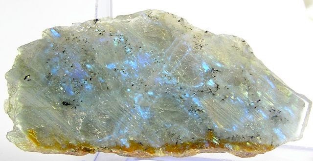 Reserved  White Labradorite Spectrolite Bright Sky Blue Schiller Iridescent Polished Stone