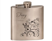 Wedding Party Gifts - Favors -  Custom Liquor Flask - Birthday Gift - Grad - Bachelorette - "Tracy"