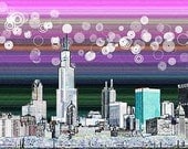 4x6 original art print-Chicago Skyline
