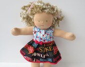 Handmade Doll Clothes - Bowling Dress Fits 14 - 16 Inch Waldorf Dolls, Bitty Baby, Baby Alive