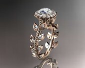 14kt rose gold diamond leaf and vine wedding ring,engagement ring,wedding band ADLR118