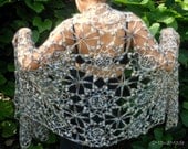 Lace Crochet Flower Rectangle Shawl Stole Wrap Neck Warmer Mohair Beige