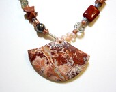 Necklace, Crazy Lace Agate, Crystals, Copper, Hematite, Goldstone, Mookaite, Red River Jasper, Gift, Present