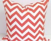 CORAL CHEVRON PILLOW.16x16 inch.Chevron Decorator Pillow Cover.Printed Fabric Front and Back.Chevron.Cushion