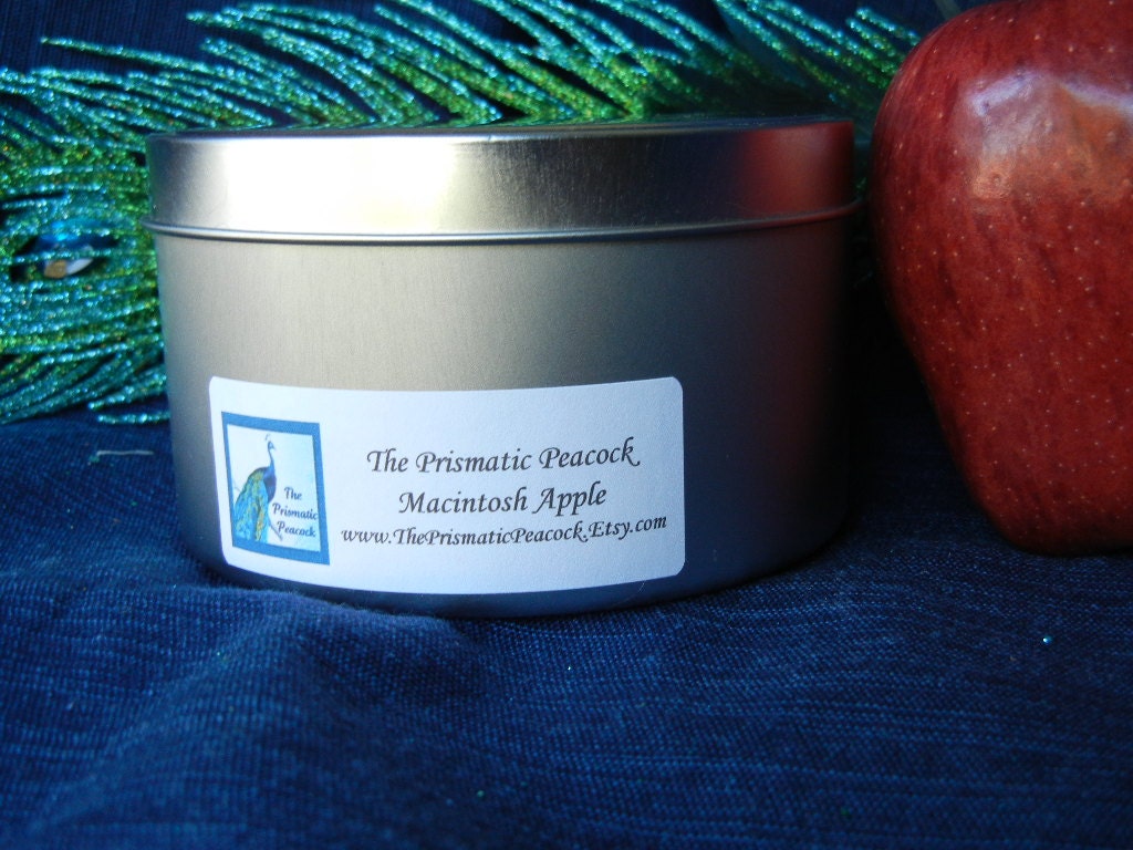 Soy Candle 16oz Travel Tin Macintosh Apple Triple Wicked Red Classic Fragrance