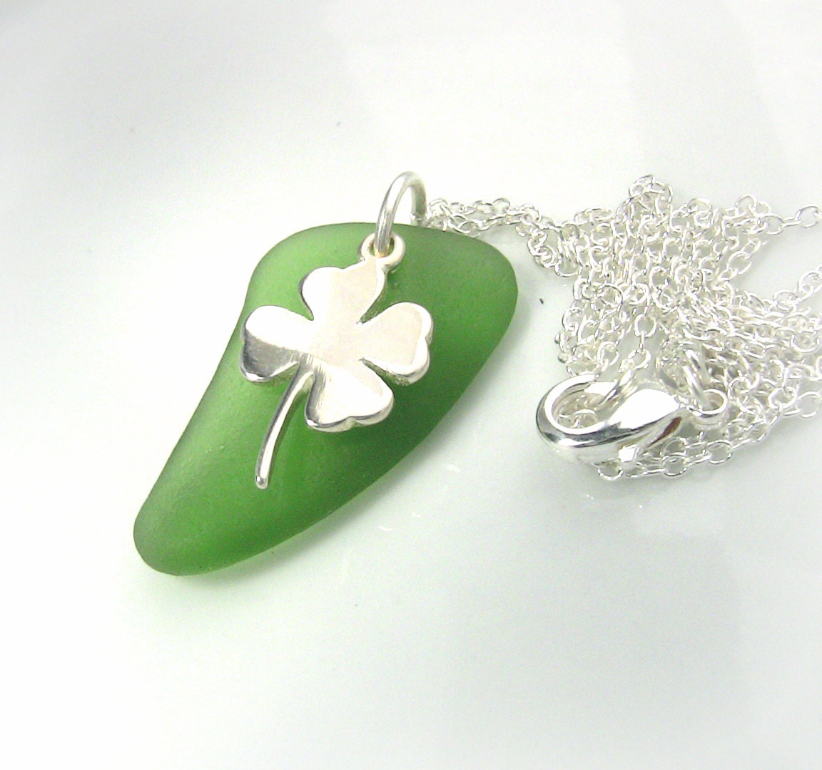 Lucky Jewelry Luckly Charm Necklace Kelly Green Sterling Silver Clover Irish Jewelry Gift for Her