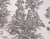 NEW PRICE Woven Cotton Jamestown Colonial Black and White Toile Fabric 1 Yard